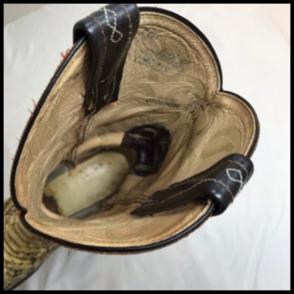 Tony Lama Vintage Natural Python Western Stitching Boots Style #8114 Size 7.5 D - Picture 14 of 16